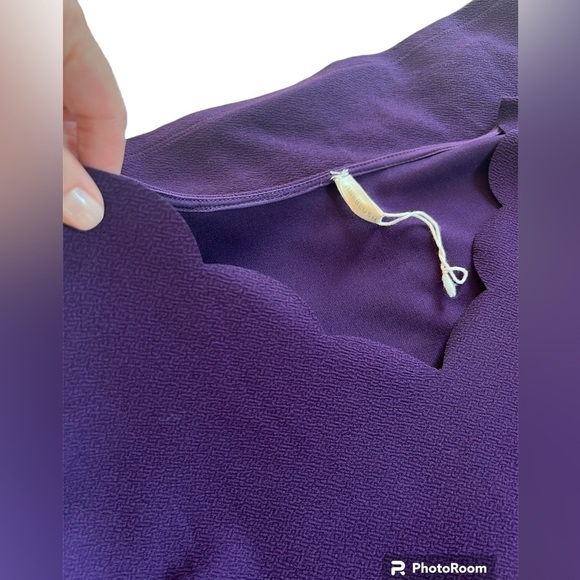 PINKBLUSH purple scalloped edge short sleeve stretch maternity dress size med - Picture 3 of 6